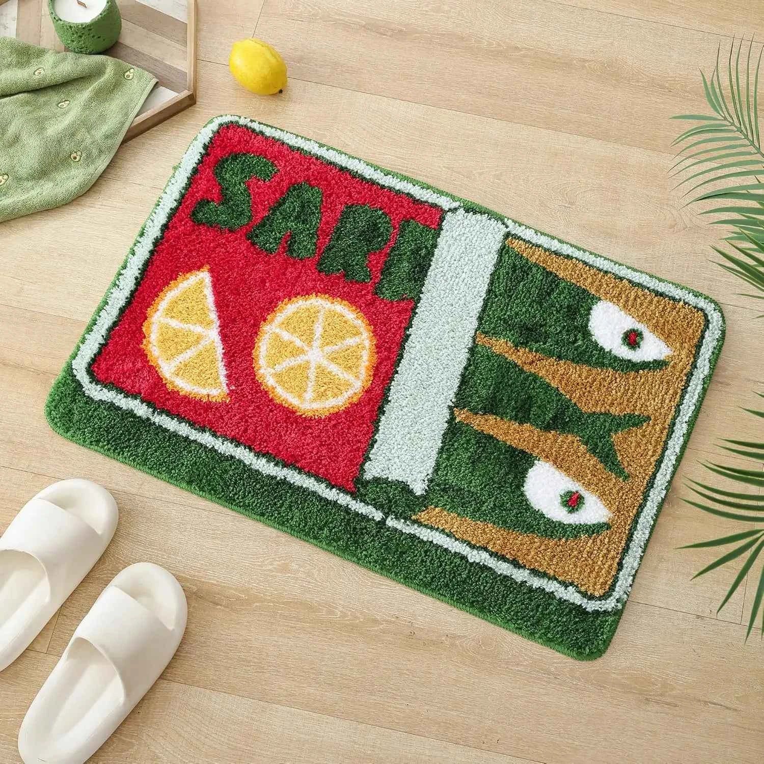 VIKAMA Cartoon Sardine Floor Mat, Soft and Non-slip, Kitchen and Bathroom Mat, Sofa and Bedroom Carpet, Home Decoration