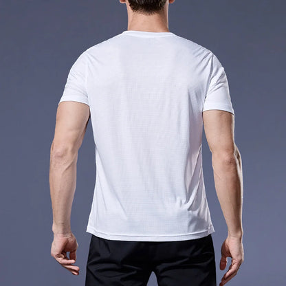 Men's Quick Dry Short Sleeve Gym Running Moisture Wicking Round Neck T-Shirt Training Exercise Gym Sport Shirt Tops Lightweight
