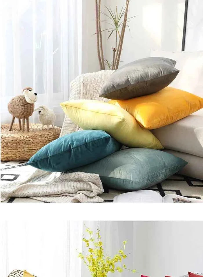 Velvet Cushion Cover Blue Home Decor Items Creative Decorative Pillows for Sofa Bed Living Room Personalized Gifts 40*40cm