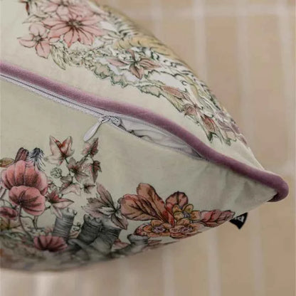 Vintage Floral Velvet Throw Pillow Covers Home Art Deco Pillowcase Square Pillow Case Cushion Cover for Bed Sofa Living Room Car