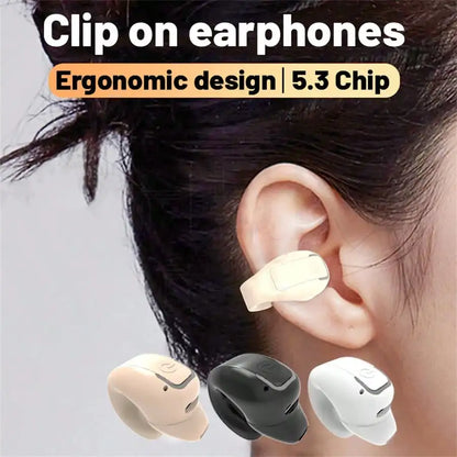 Clip-On Wireless Earbuds – Mini Ear Hook, Noise Cancellation, Universal Controls, Sport-Ready