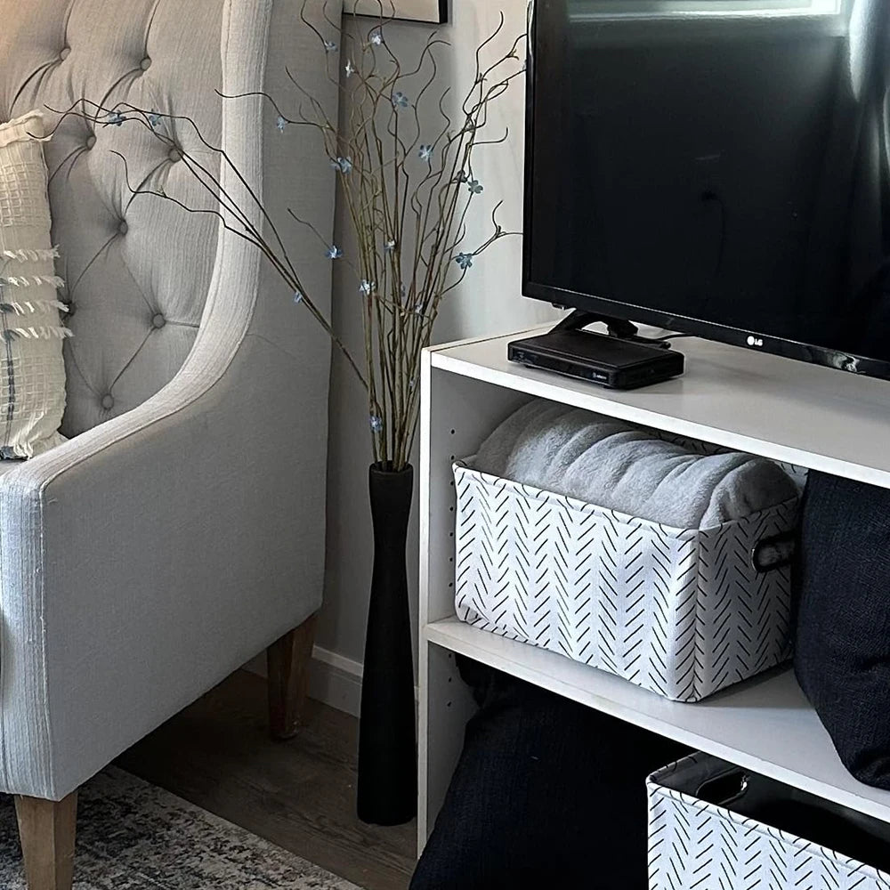 40cm Modern Ceramic Vase White Black Plants Ornaments Minimalist Vase for Living Room Home Office Party Decoration Flower Bottle