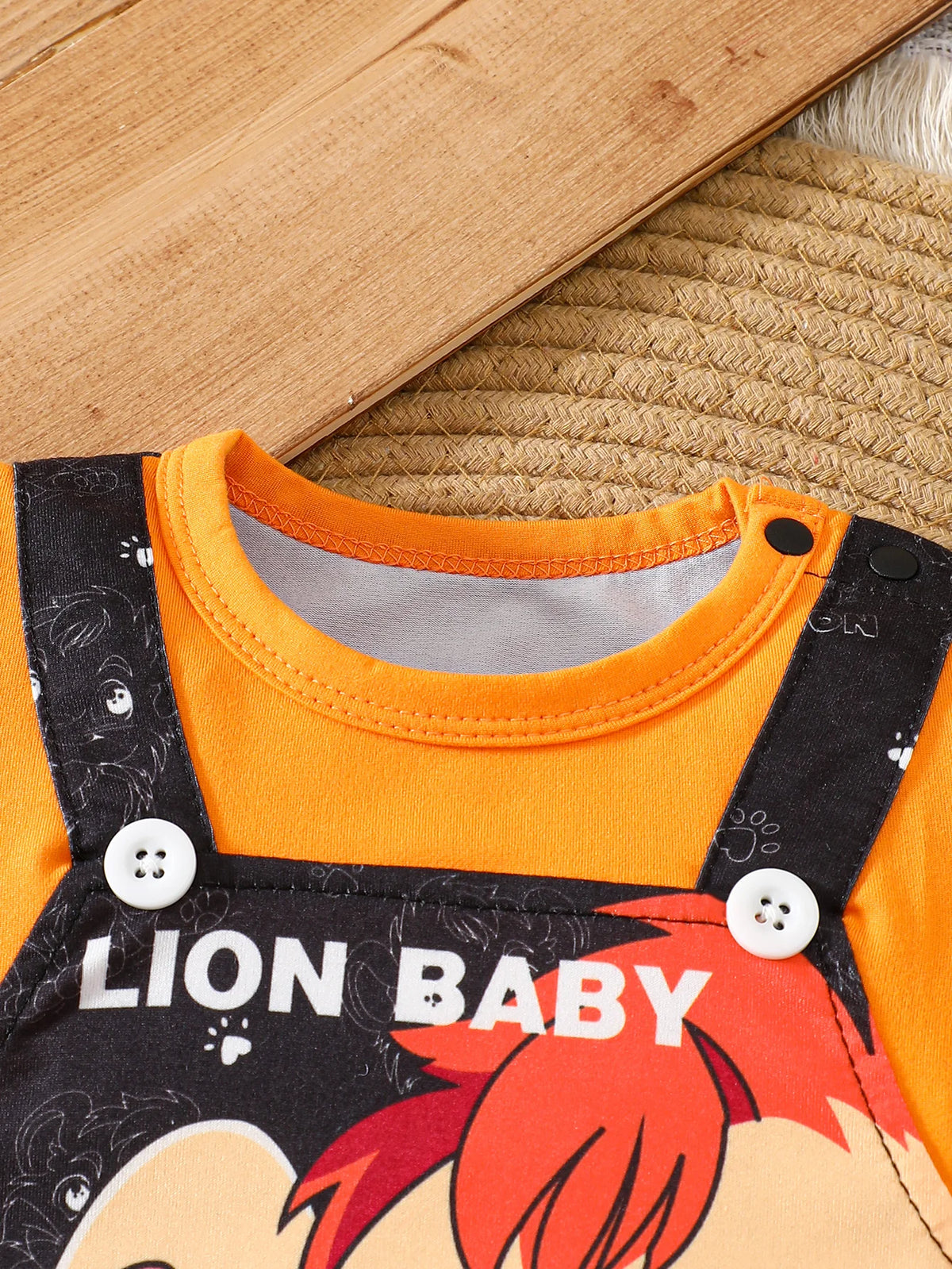 Cartoon Lion Print Short Sleeve Baby Romper