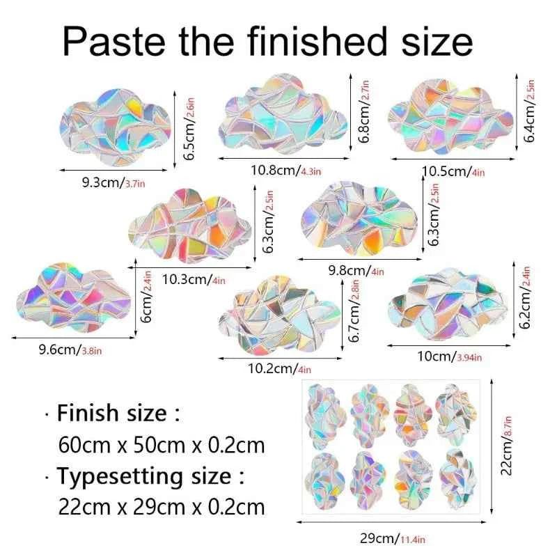 29 Stylels Rainbow Maker Sun Catcher Wall Stickers Cat Bird Star Mushroom Moon Sun DIY Window Glass Electrostatic Prisms Sticker