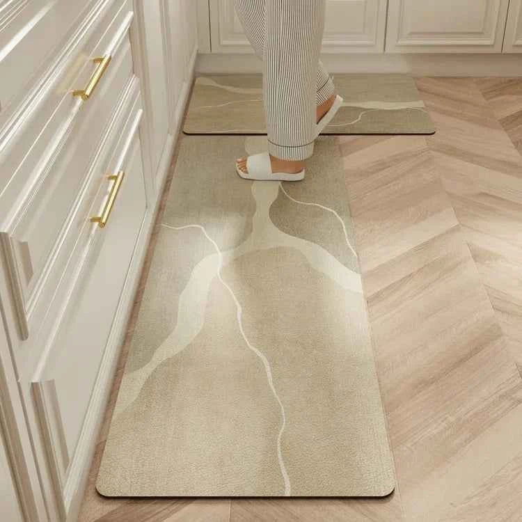 Carpet for Kitchen Waterproof Floor Mat Beige Carpets Pvc Leather Non-slip Oil-proof Long Foot Mats Home Decoration Rug Balcony