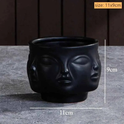 Ceramic Candlestick Art Vase Sculpture Crafts Human Face Flower Pot Handmade Garden Storage Flower Arrangement Home Decors