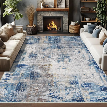 VIKAMA Modern Abstract Washable Area Rug – Stain Resistant Non-Slip Soft Indoor Carpet