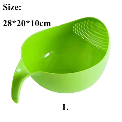 WIKHOSTAR Kitchen Rice Sieve Drain Basket With Handle Vegetable Fruit Washing Basket Fruit Bowl Drainer Kitchen Gadgets