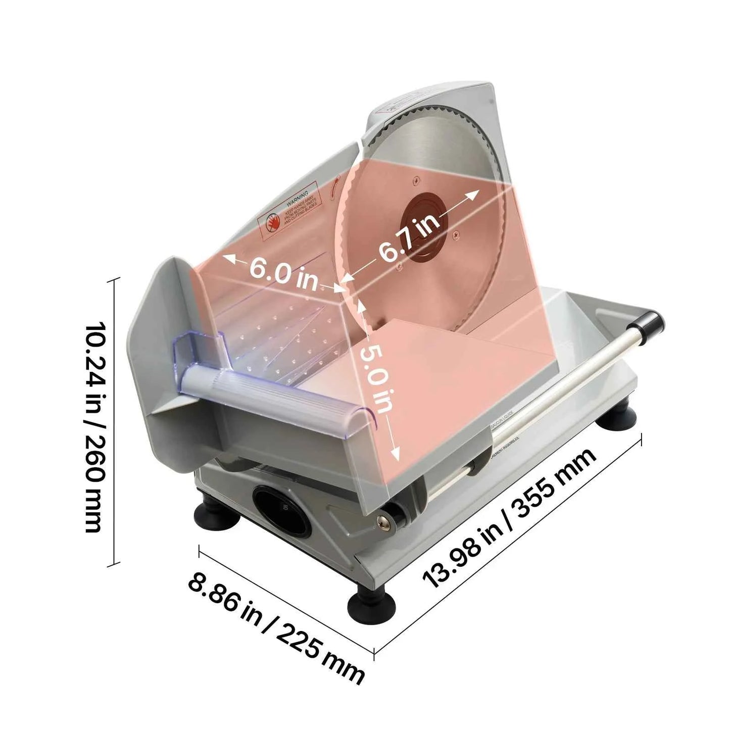 SucceBuy 6.7-10 inch Meat Slicer Electric Deli Slicer Machine with two SUS420 Blades Home Food-Slicer for Meat, Ham, Baguett