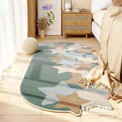 VIKAMA Aesthetic Light Luxury Carpet Wave Blue Ocean Home Decoration Children's Room Bedside Comfortable Soft Plush Floor Mat