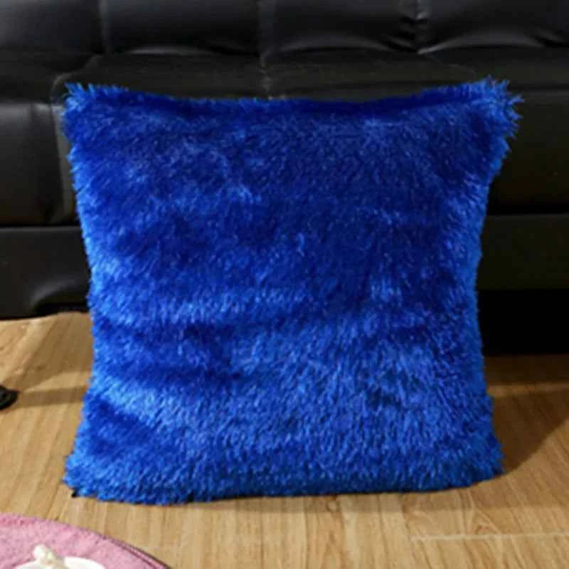 Soft Faux Fur Pillows Case Plush Cushion Cover Pink Blue Purple Warm Living Room Bedroom Sofa Decorative Pillows Cover 40*40cm