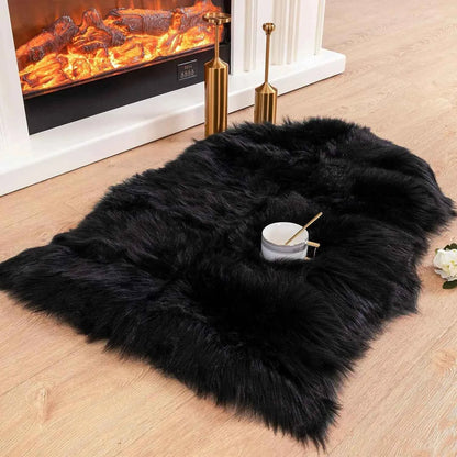 Soft Shaggy Faux Fur Rug Non-Slip Floor Mat 60x90CM Extra Thick Plush Bedroom Rug for Living Room Warm Carpet Machine Washable