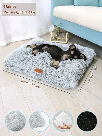 Washable Plush Pet Crate Bed — Anti-Slip Mat for Dogs & Cats, All Sizes