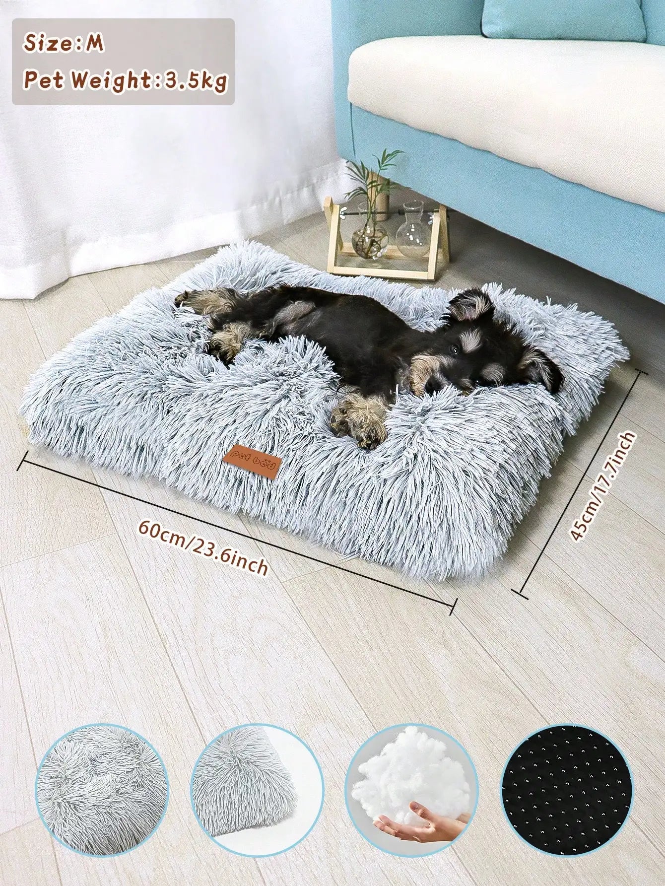 Washable Plush Pet Crate Bed — Anti-Slip Mat for Dogs & Cats, All Sizes