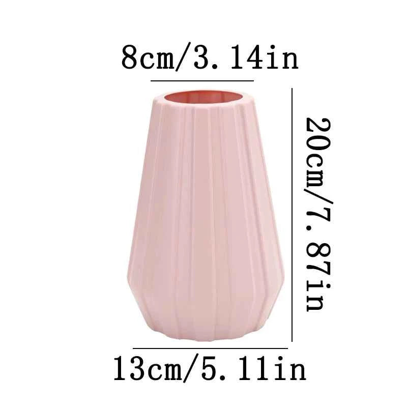 Creative Fashion Flower Vase Imitation Ceramic Plastic Flower Pot Nordic Style Modern Flower Arrangement Container Home Ornament