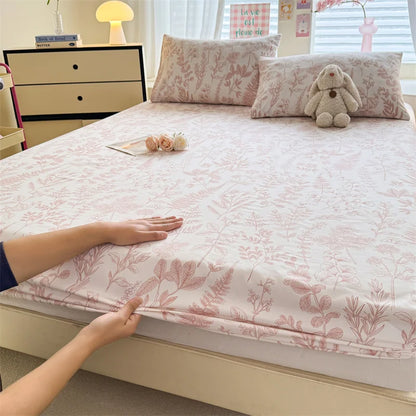 Floral Washed Cotton Fitted Sheet | Single-King