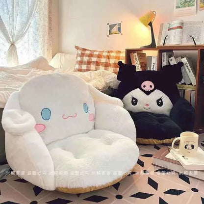 Kawaii Cinnamoroll Big Size Cute Plush Half Surrounded Black Kuromi Cushion Backrest Dormitory Office Non-Slip Chair Cushion