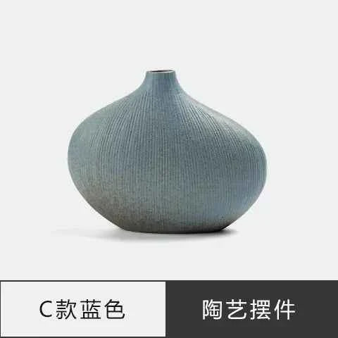 Japanese Zen Vintage Ceramic Vase Dried Flower Arrangement Flower Craft Ornament Table Top Irregular Threaded Vase Ornament Gift