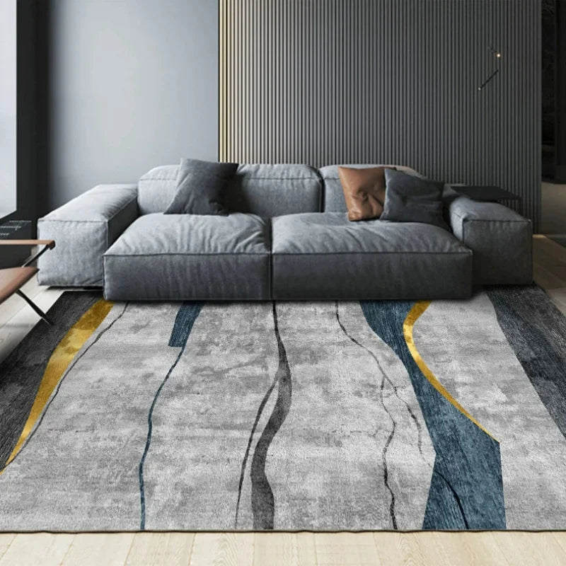 VIKAMA Light Luxury Living Room Carpet – Non-Slip Washable Floor Mat for Sofa & Bedroom