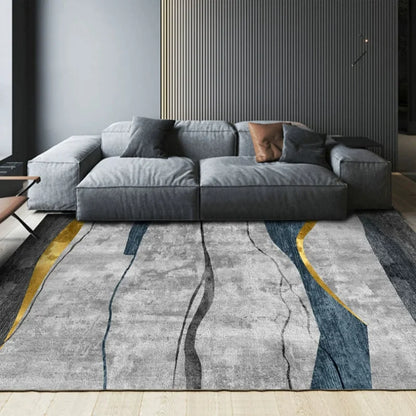 VIKAMA Light Luxury Living Room Carpet – Non-Slip Washable Floor Mat for Sofa & Bedroom
