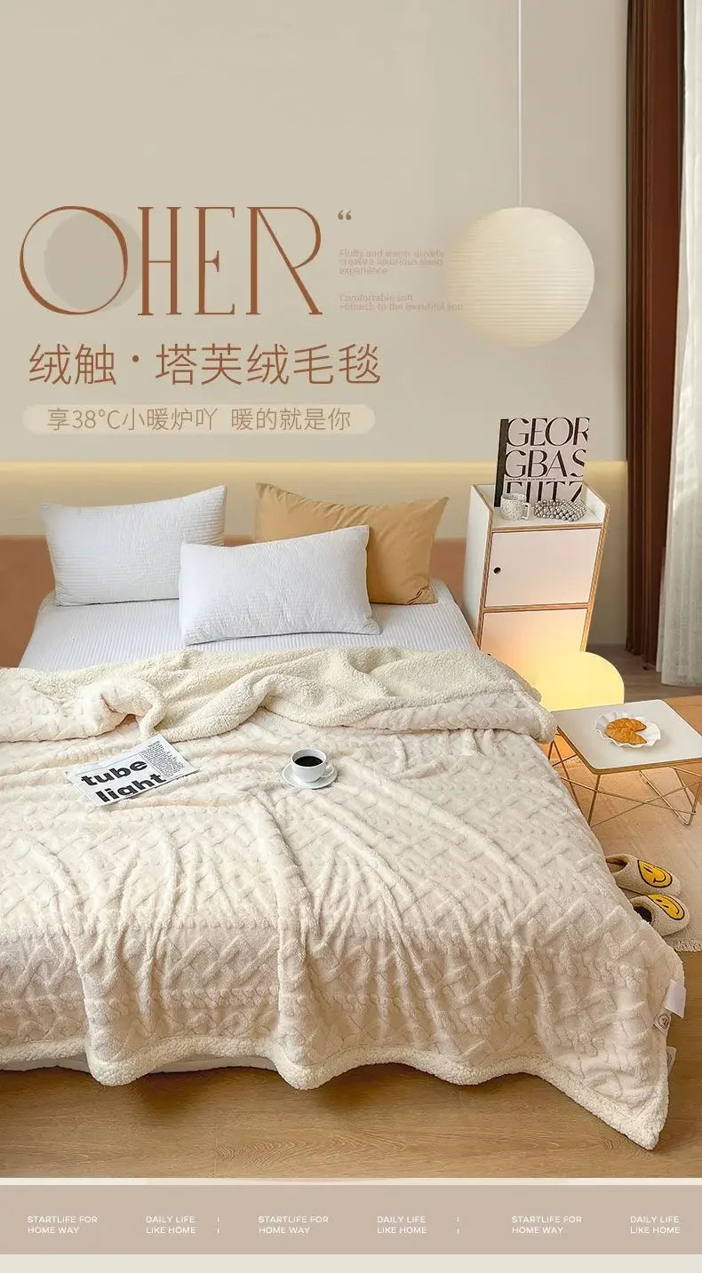 Tafu Flannel Double-layer Blanket Thick Sofa Office Nap Cover Blankets Student Dormitory Bed Sheets Air Conditioning Blankets