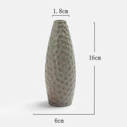 Japanese Zen Vintage Ceramic Vase Dried Flower Arrangement Flower Craft Ornament Table Top Irregular Threaded Vase Ornament Gift