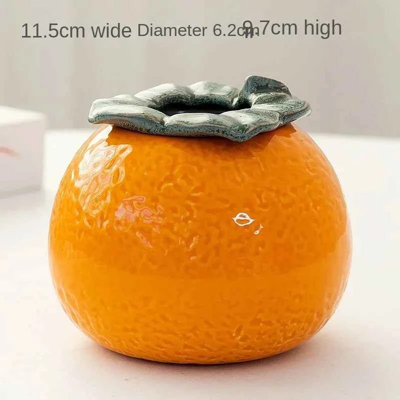 Orange Vase Orange Ceramic Desktop Mini Tea Can Cute Ceramic Indoor Flower Pot