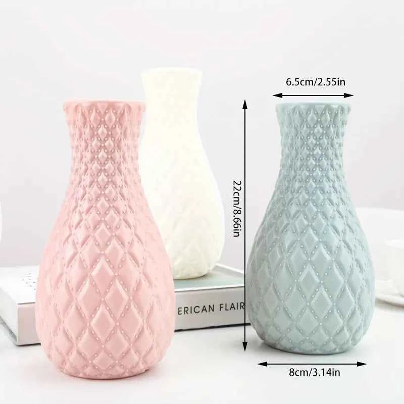 1pc Imitation Ceramic Plastic Vase, Suitable For Creative Flower Arrangement Decoration Of Rooms, Weddings, And Scenes