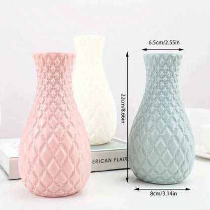 1pc Imitation Ceramic Plastic Vase, Suitable For Creative Flower Arrangement Decoration Of Rooms, Weddings, And Scenes