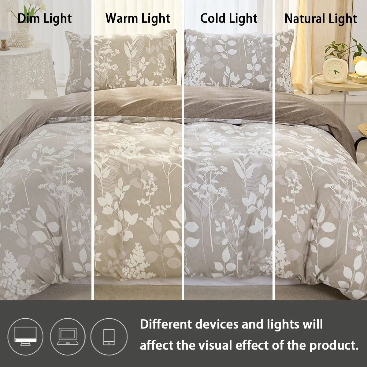 Sunlight Plant Print Duvet Cover Set, 3-Piece