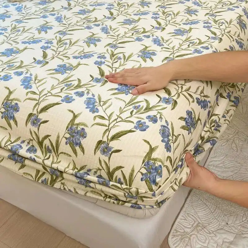 Floral Print Fitted Sheet, Elastic Edge, Queen/King