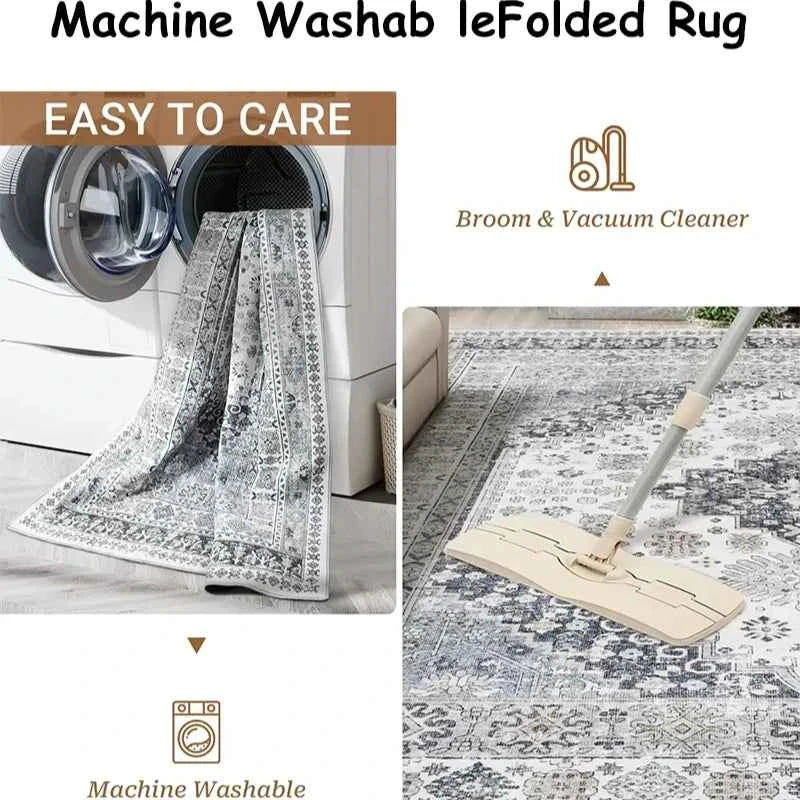 Pink Vintage Living Room Carpet Nordic Style Light Luxury Art Bedroom Rug Machine Washable Foldable Non-slip Coffee Table Mat 러그