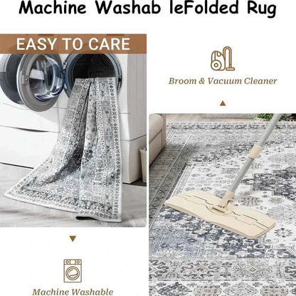 Pink Vintage Living Room Carpet Nordic Style Light Luxury Art Bedroom Rug Machine Washable Foldable Non-slip Coffee Table Mat 러그