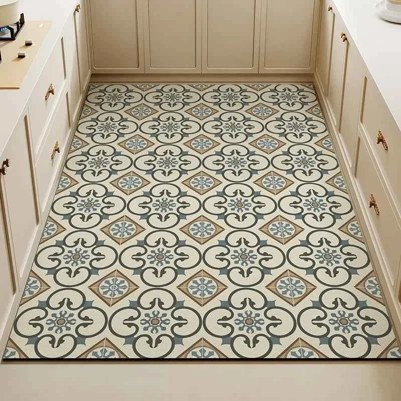 Carpet for Kitchen Pvc Floor Mat Large Size Waterproof Non-slip Carpets Leather Anti-oil Foot Mats Retro Home Decoration Rug