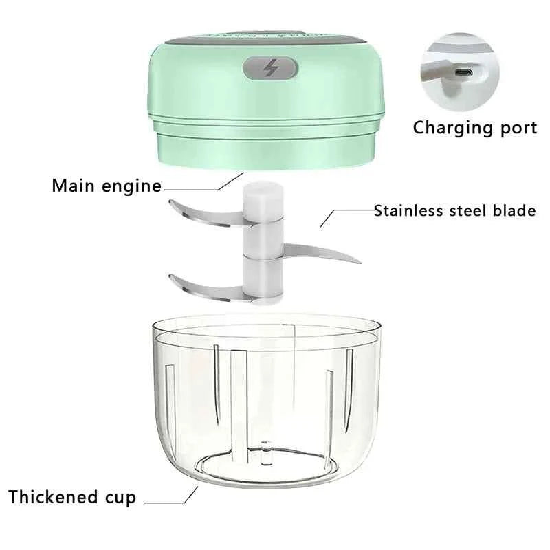Electric Food Chopper Garlic Crusher Meat Grinder Mini Garlic Press Vegetable Chopper Masher Machine USB Kitchen Gadgets 100ml