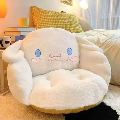 Kawaii Cinnamoroll Big Size Cute Plush Half Surrounded Black Kuromi Cushion Backrest Dormitory Office Non-Slip Chair Cushion