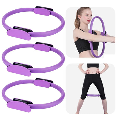 Pilates Ring Fitness Ring with Non Slip Handles for Core Workout (Purple)