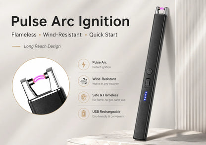 Electric Arc Candle Lighter – USB Rechargeable, Windproof Flameless Plasma, Long Reach & LED Display