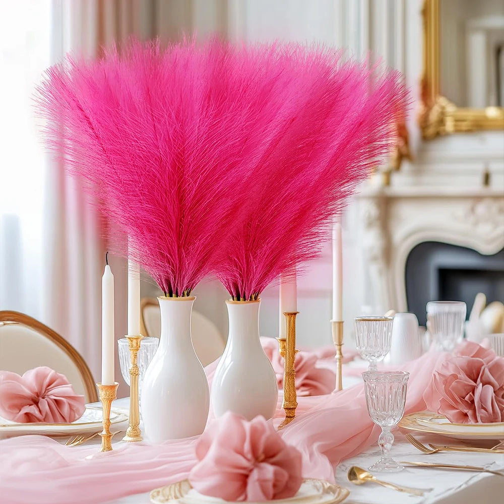 10pcs Faux Pampas Grass Decor Artificial Pampas Flower Floral Vase Filler Flower Arrangement Home Room Wedding Fall Decoration