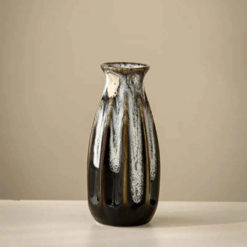 Japanese Style Ceramic Kiln Glazed Retro Vase Handmade Flower Arrangement Decoration Living Room Foyer Vase