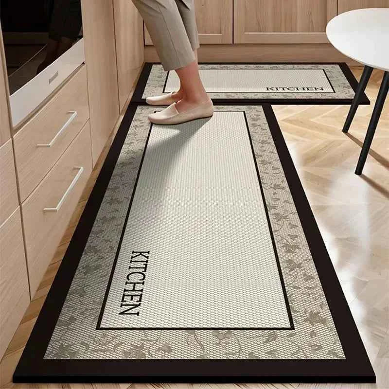 Carpet for Kitchen Floor Mat Pvc Leather Waterproof Non-slip Long Rug Oil-proof Foot Mats Pink Flower Home Decoration Rugs