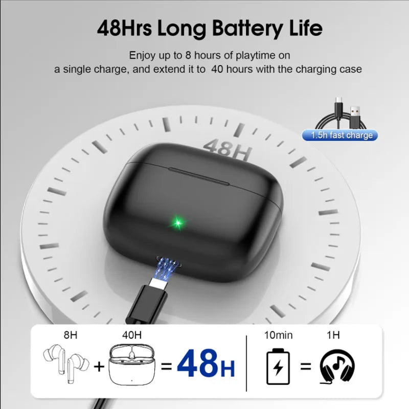 K66 Wireless Earbuds – Bluetooth 5.3, ANC, IPX7 Waterproof, 48H Playtime