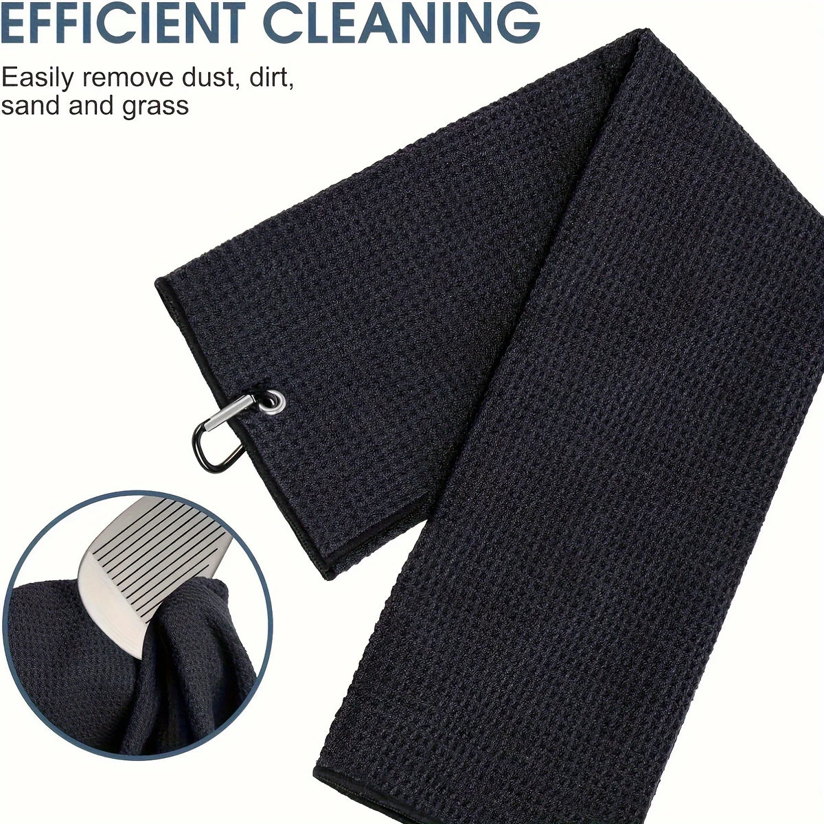 2pcs (30x50cm)2Pack Two-fold Golf Towels for Golf Bags- Waffle Patterned