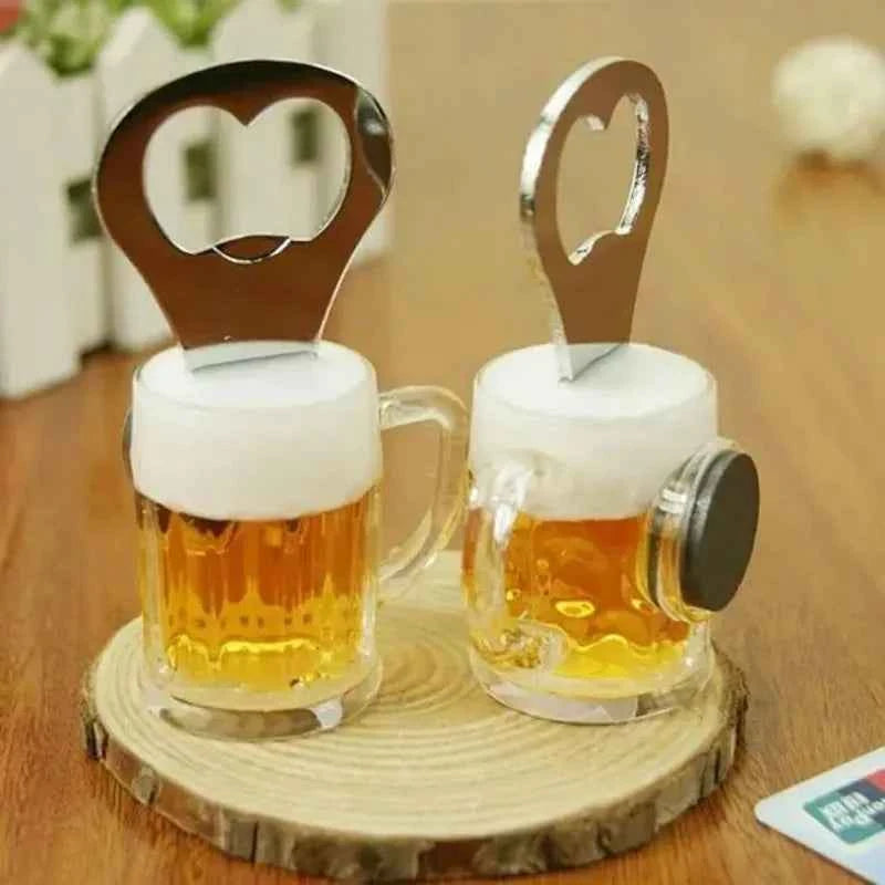 1-5PC Creative Beer Glass Shaped Soda Bottle Opener Magnetic Hanging Bottle Opener Fridge Magnets Funny Gift Home Kitchen Gadget