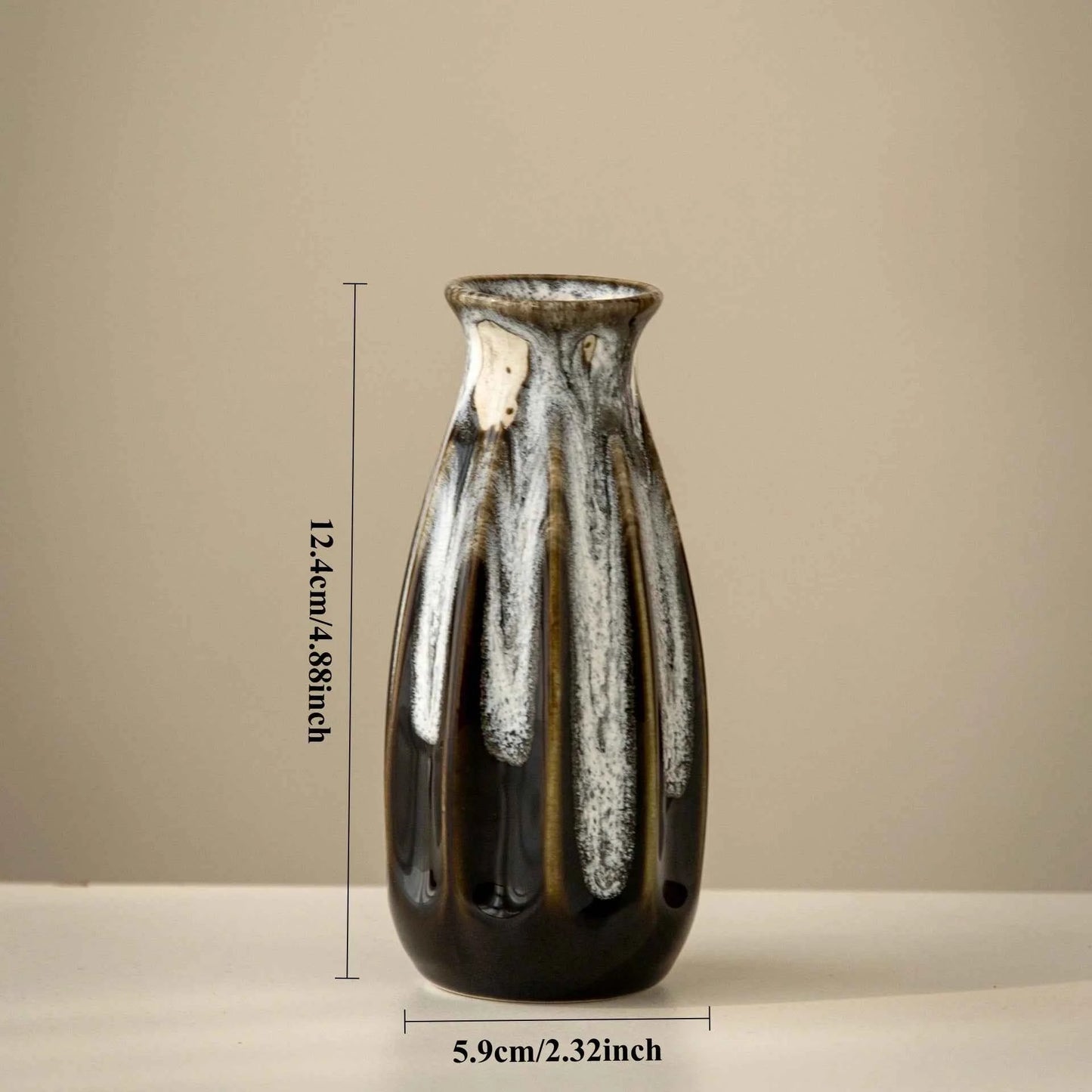 Japanese Style Ceramic Kiln Glazed Retro Vase Handmade Flower Arrangement Decoration Living Room Foyer Vase