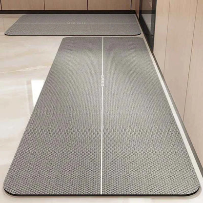 Kitchen Carpet Non-slip Waterproof Oil-proof PVC Leather Floor Mat Minimalist Gray White Letter Long Size Home Decoration Rugs