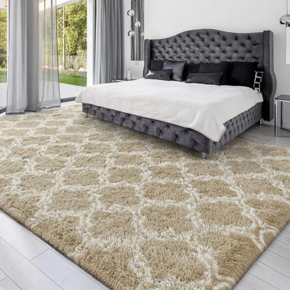 VIKAMA Geometric Plush Area Rug – Ultra Soft Large Carpet for Living Room, Coffee Table & Kids Bedroom