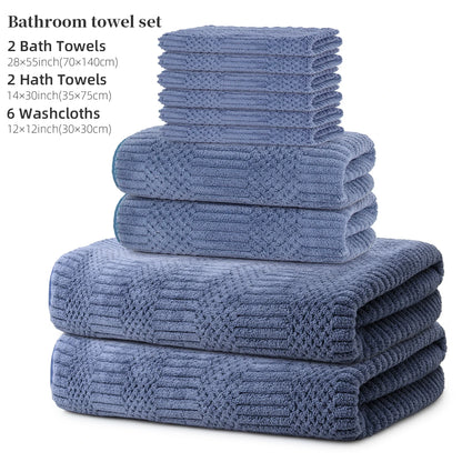 10-Piece Towel Set, 2 Bath Towels + 2 Hand Towels + 6 Face Towels, Coral