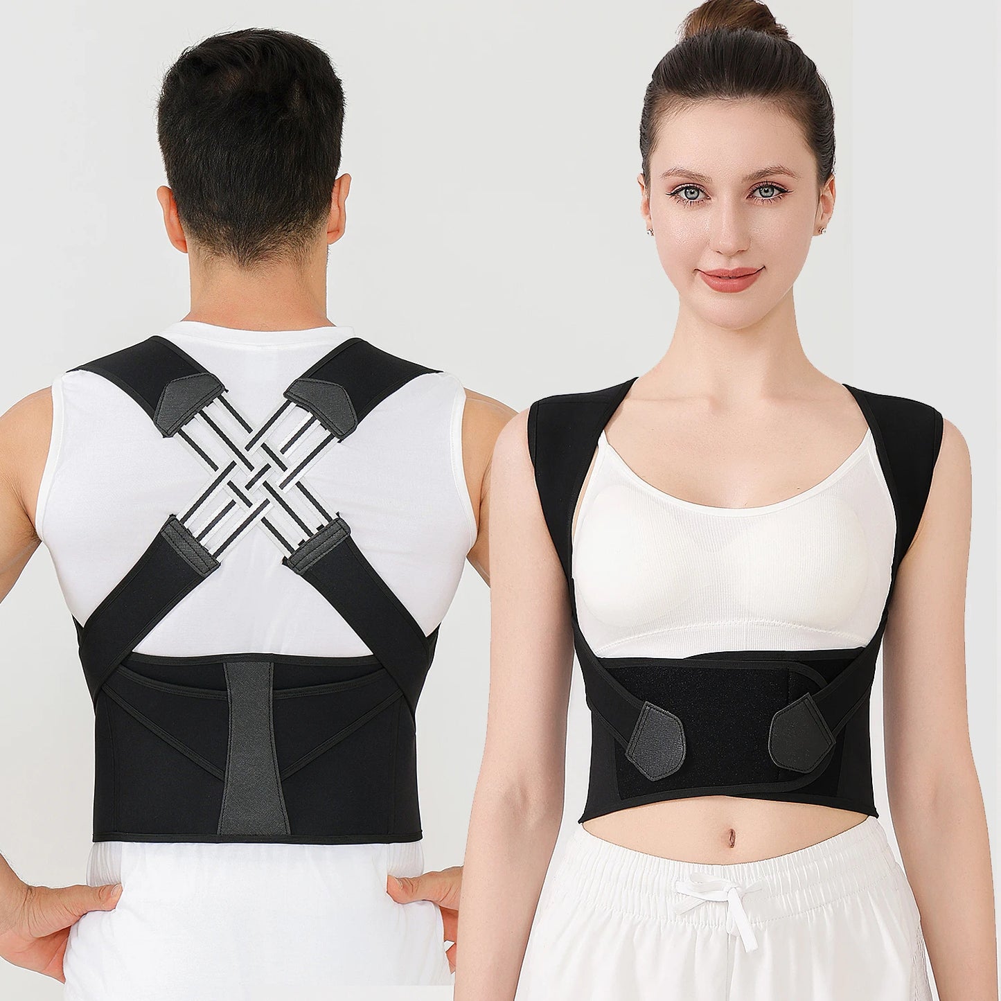 Posture Back Brace Adjustable Back Support Strap to Prevent Spinal Distortion and Hunchback Suitable for Men and Women