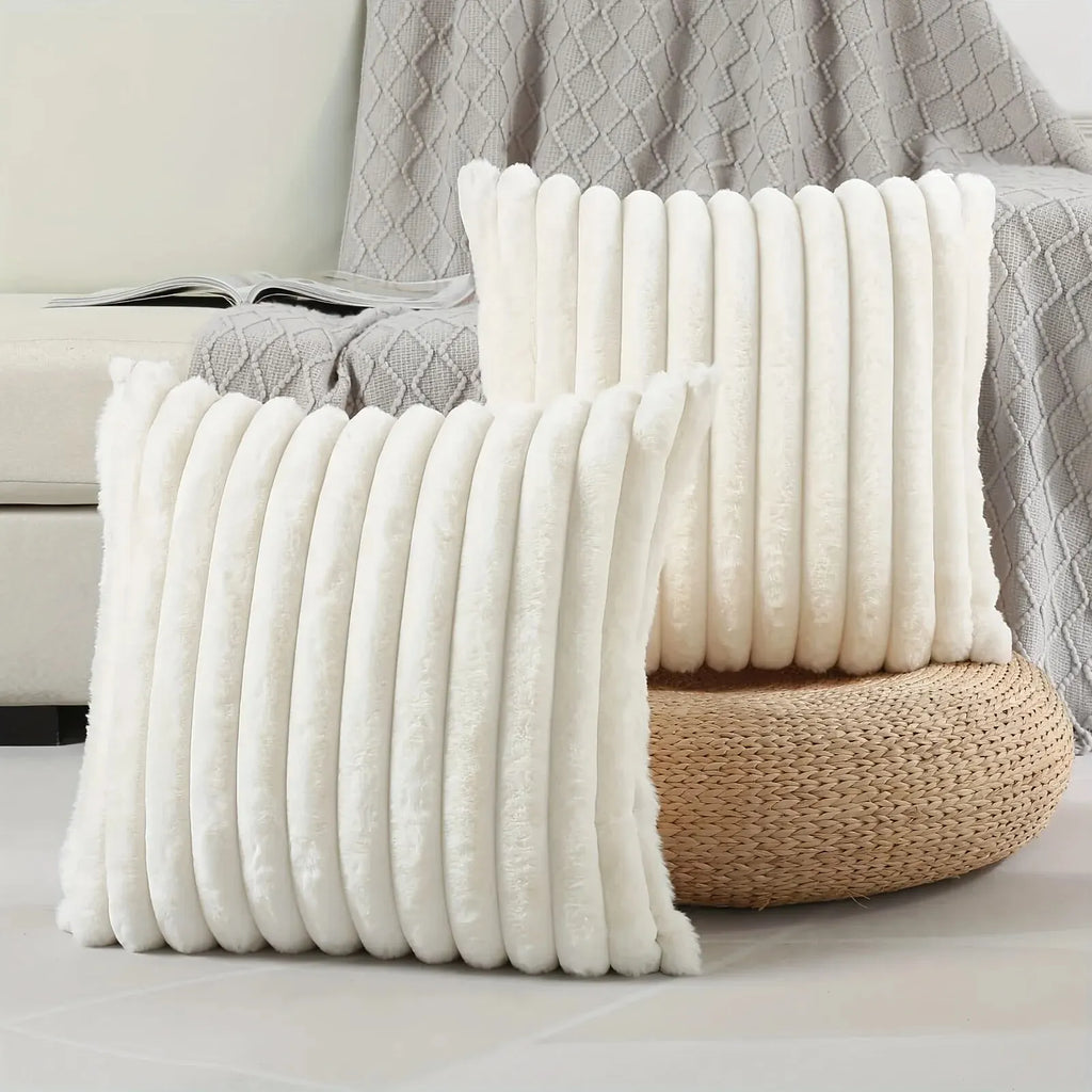 Striped Corduroy Pillow Case, Gray, Multi-Room Use